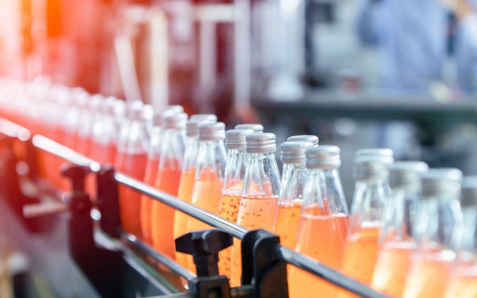 Bottle drinks in the production line