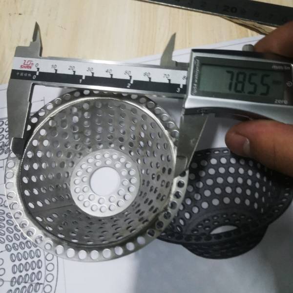 The large inner diameter of the bowl-shape perforated filter is 78.55 mm.
