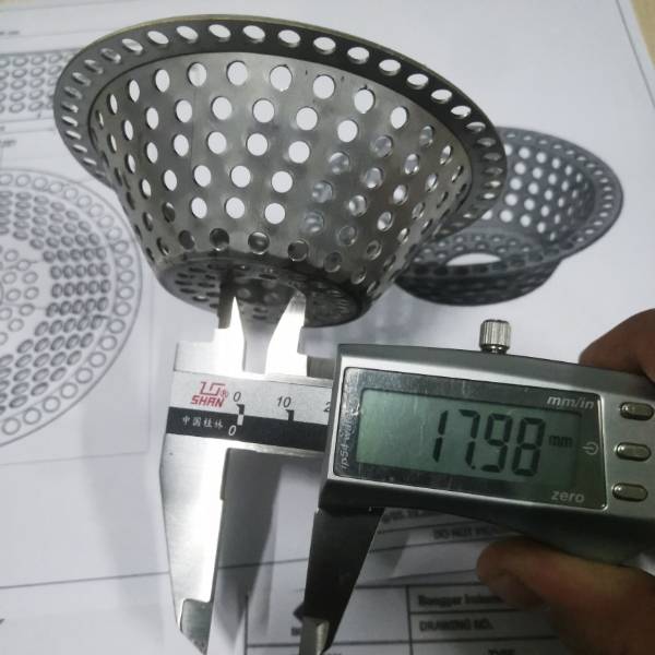 The small inner diameter of the bowl-shape perforated filter is 17.98 mm.
