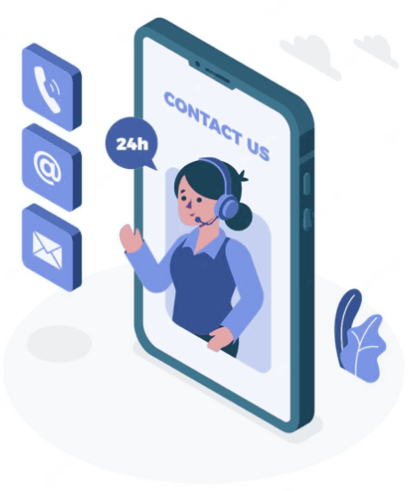 A cartoon character in the phone and contact icon