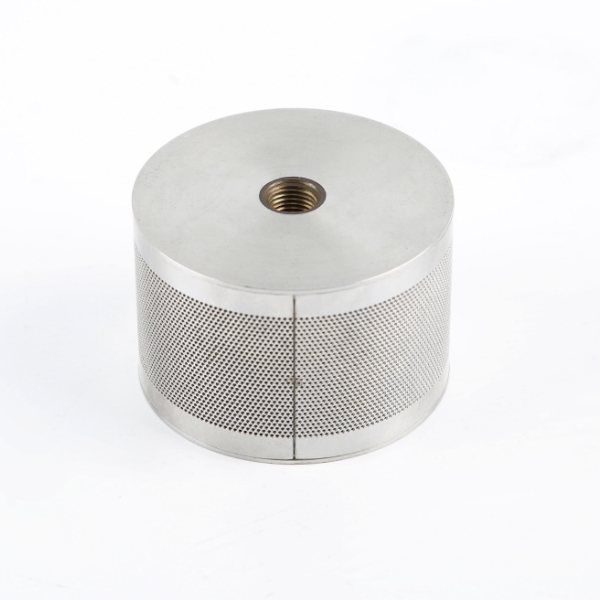 Cylindre de filtre métallique perforé filetage femelle